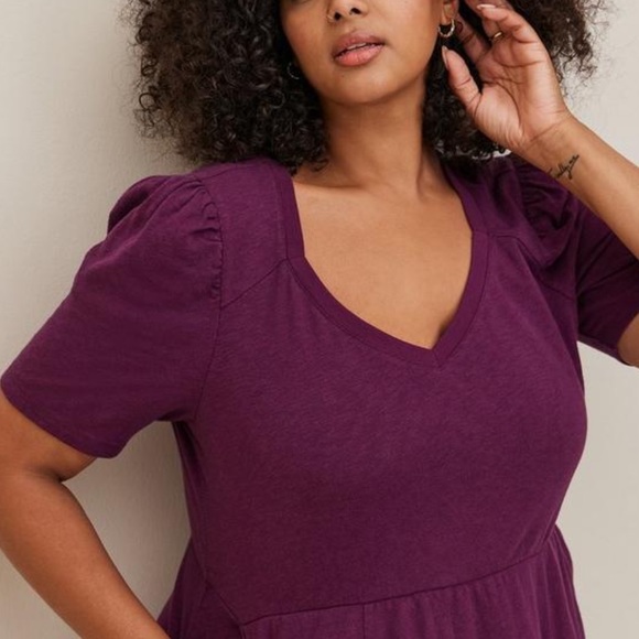 Mini Slub Puff Sleeve Skater Dress - Picture 3 of 5